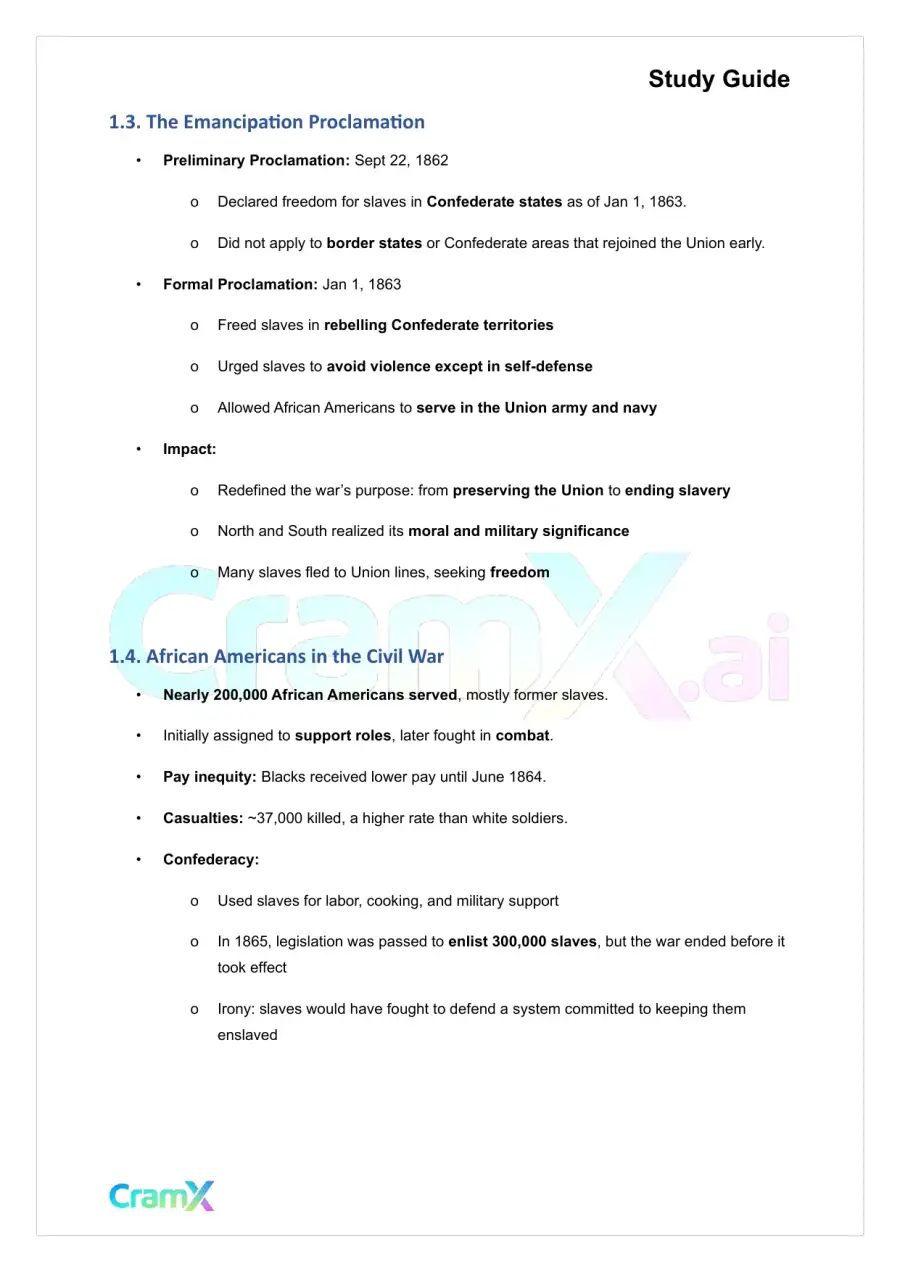 U.S. History I - The Civil War, page 2