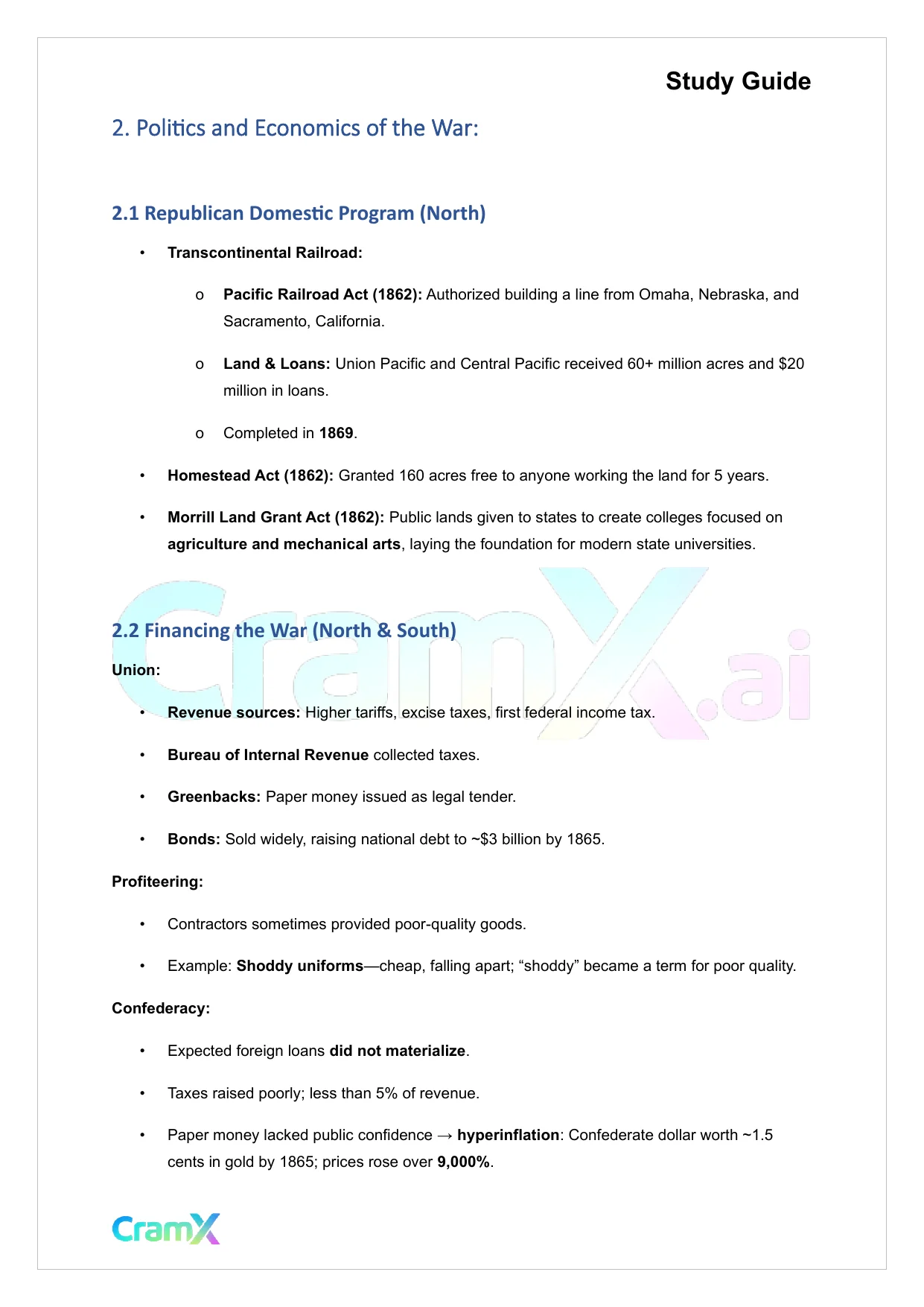 U.S. History I - The Civil War - Page 3 preview image
