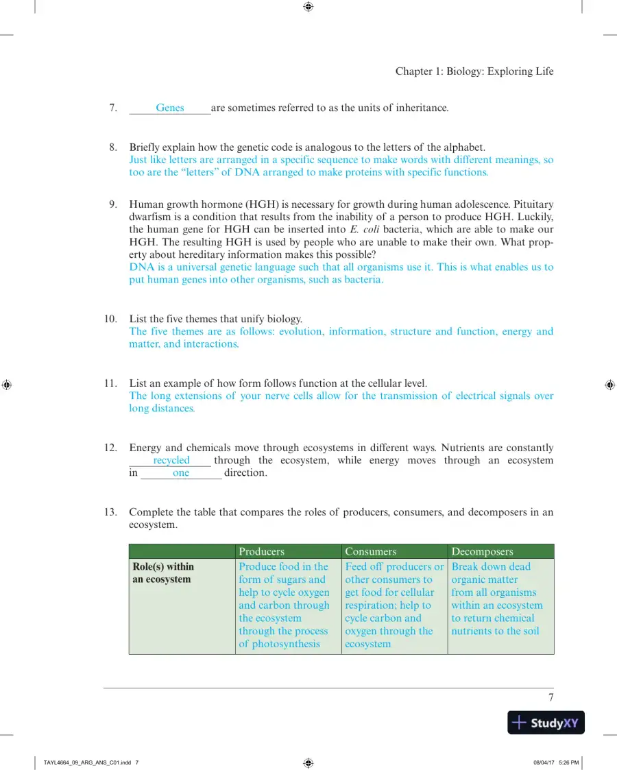 Solution Manual for Campbell Biology: Concepts & Connections, 9th Edition, page 10