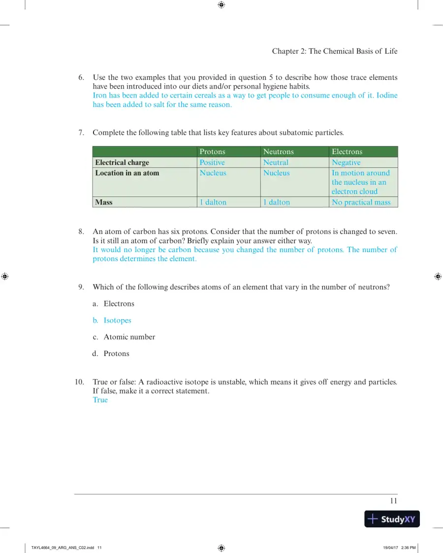 Solution Manual for Campbell Biology: Concepts & Connections, 9th Edition, page 14