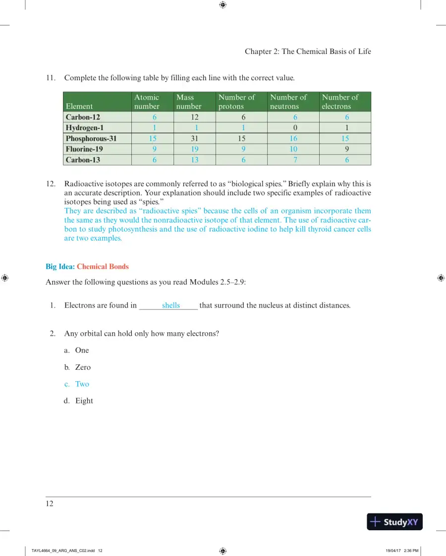 Solution Manual for Campbell Biology: Concepts & Connections, 9th Edition, page 15