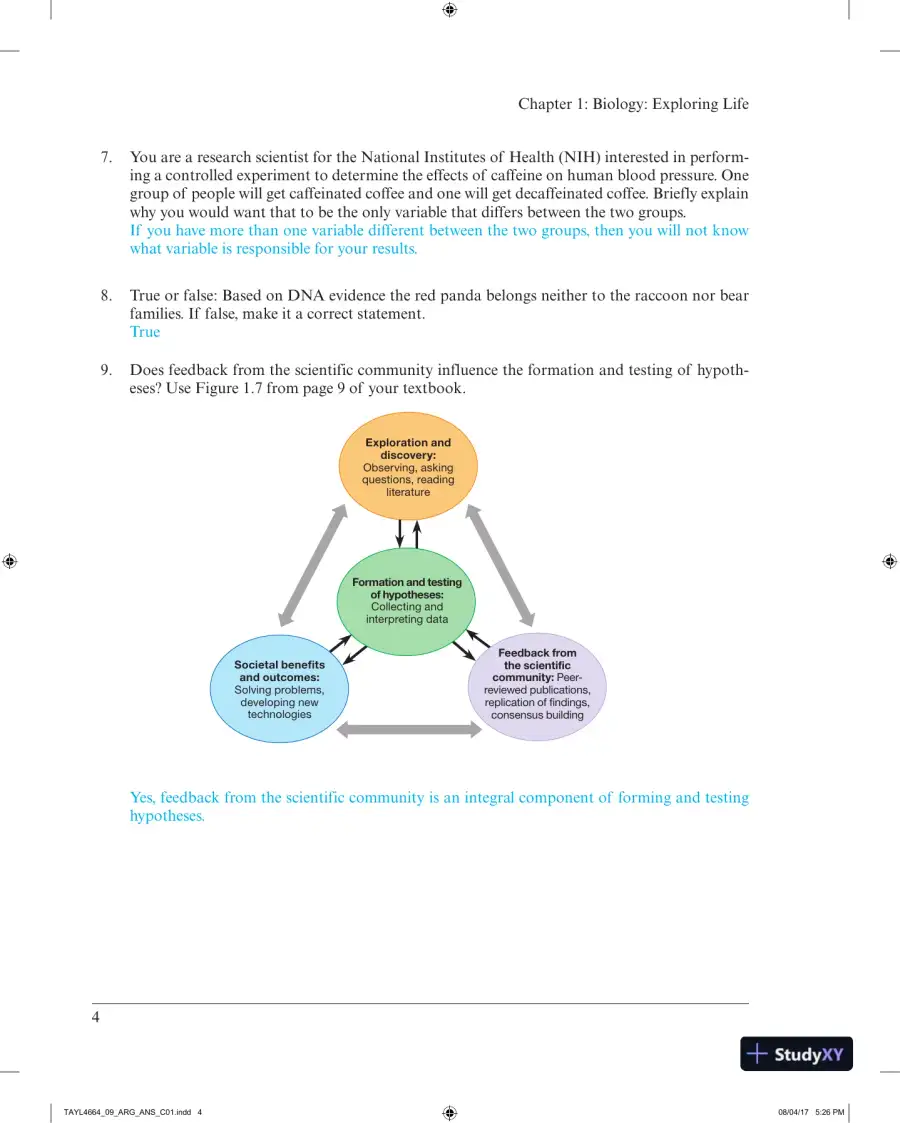Solution Manual for Campbell Biology: Concepts & Connections, 9th Edition, page 7