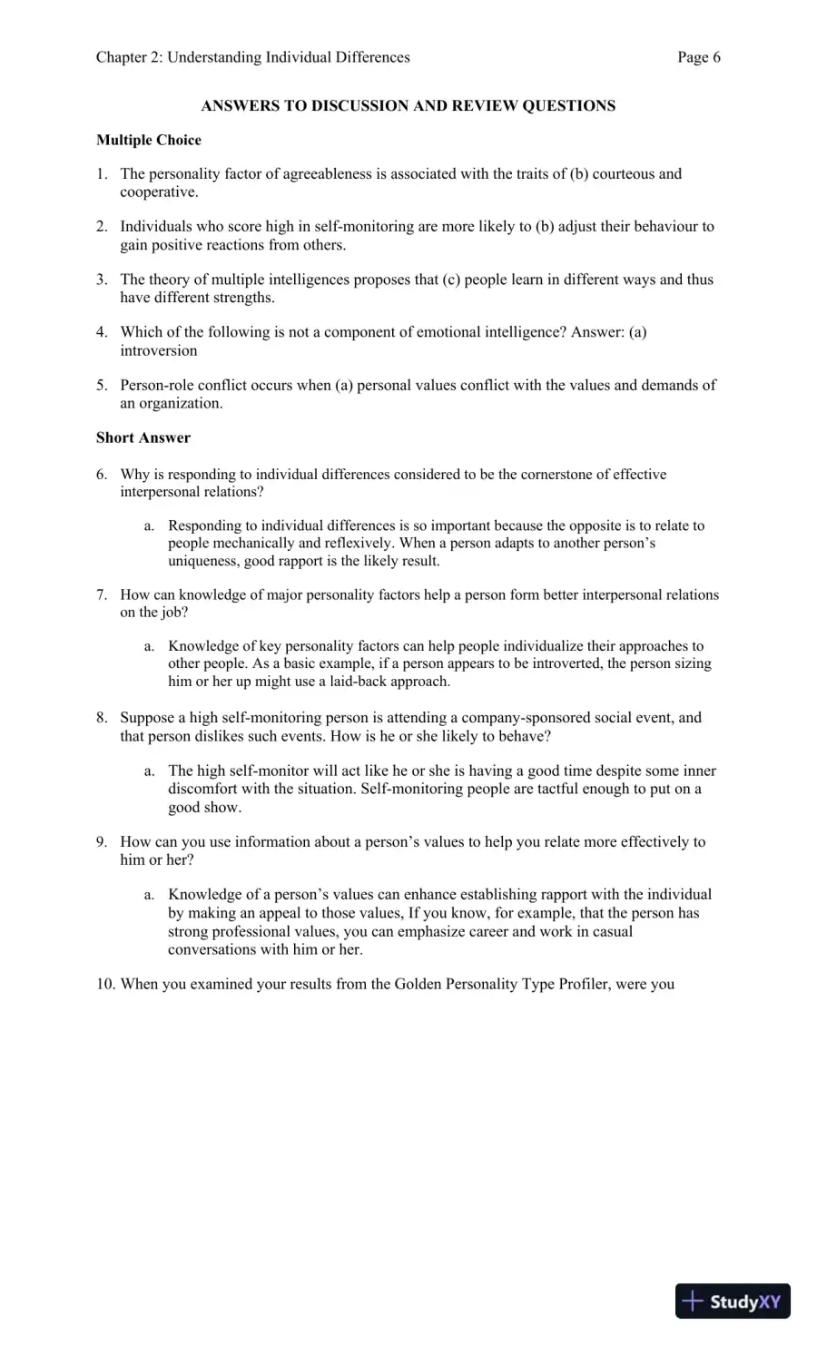 Solution Manual for Human Relations: Interpersonal, Job-Oriented Skills, Fourth Canadian Edition, page 13