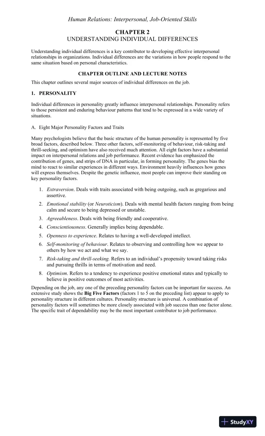 Solution Manual for Human Relations: Interpersonal, Job-Oriented Skills, Fourth Canadian Edition, page 8