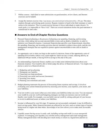 Personal Finance, Second Canadian Edition Solution Manual - Page 10 preview image