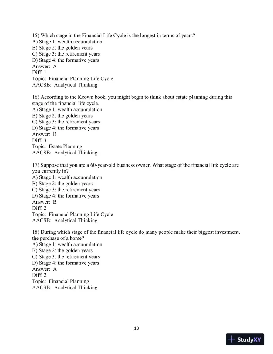 Test Bank for Personal Finance, 8th Edition, page 15