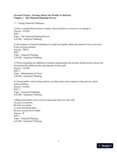 Test Bank for Personal Finance, 8th Edition - Page 3 preview image