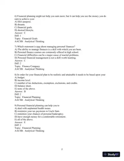 Test Bank for Personal Finance, 8th Edition - Page 4 preview image