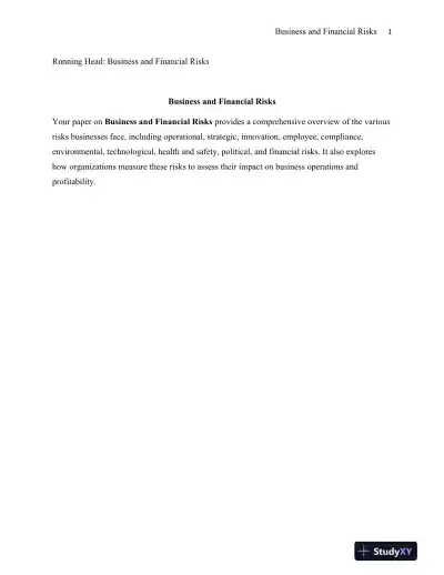 Business and Financial Risks - Page 1 preview image