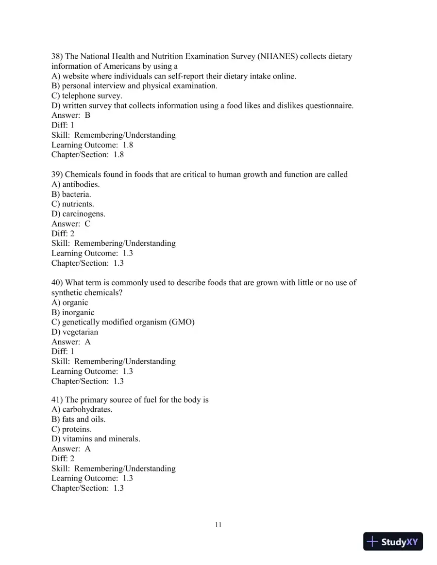 Test Bank for Nutrition: An Applied Approach, 5th Edition, page 12