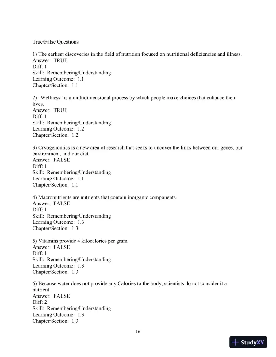 Test Bank for Nutrition: An Applied Approach, 5th Edition, page 17