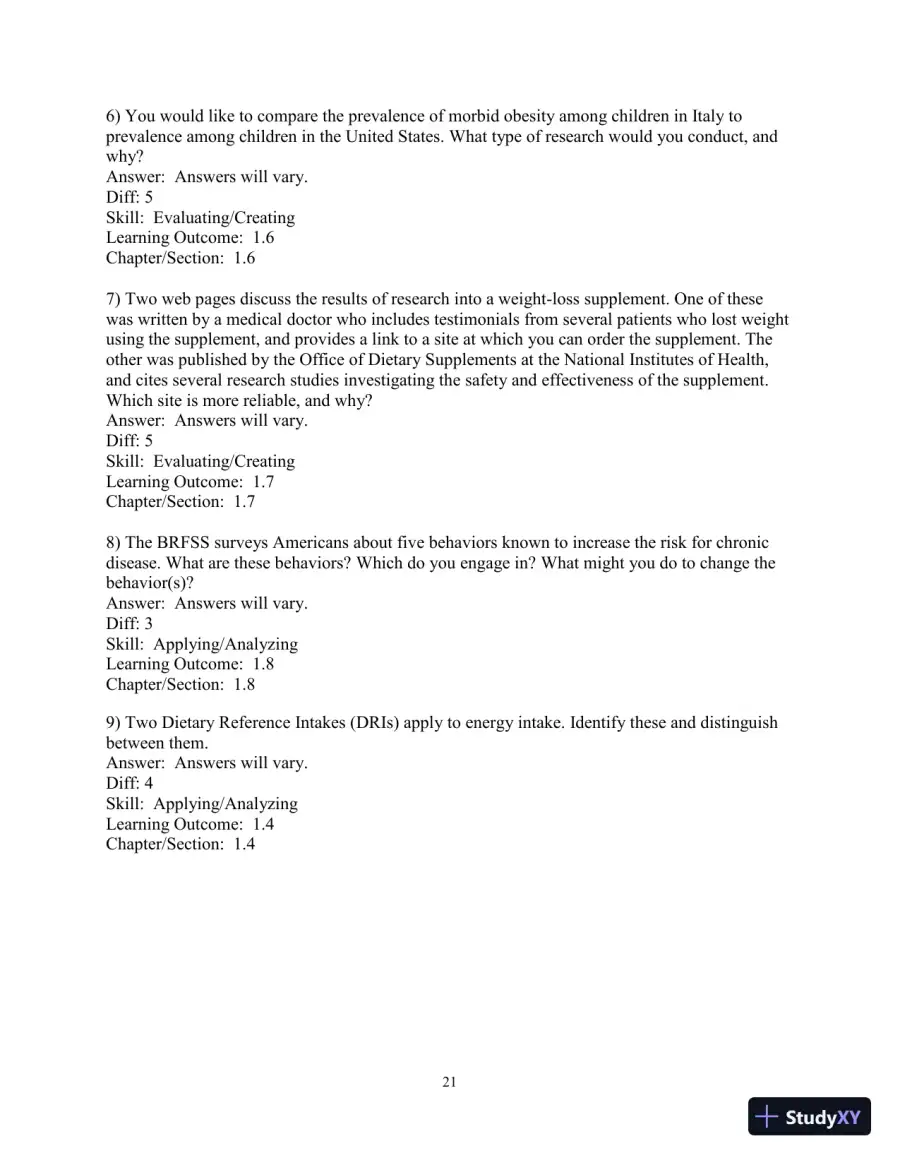Test Bank for Nutrition: An Applied Approach, 5th Edition, page 22