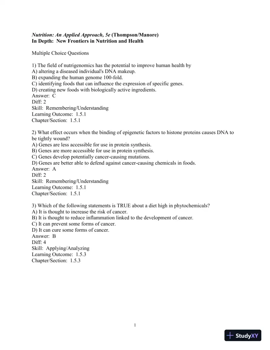 Test Bank for Nutrition: An Applied Approach, 5th Edition, page 23