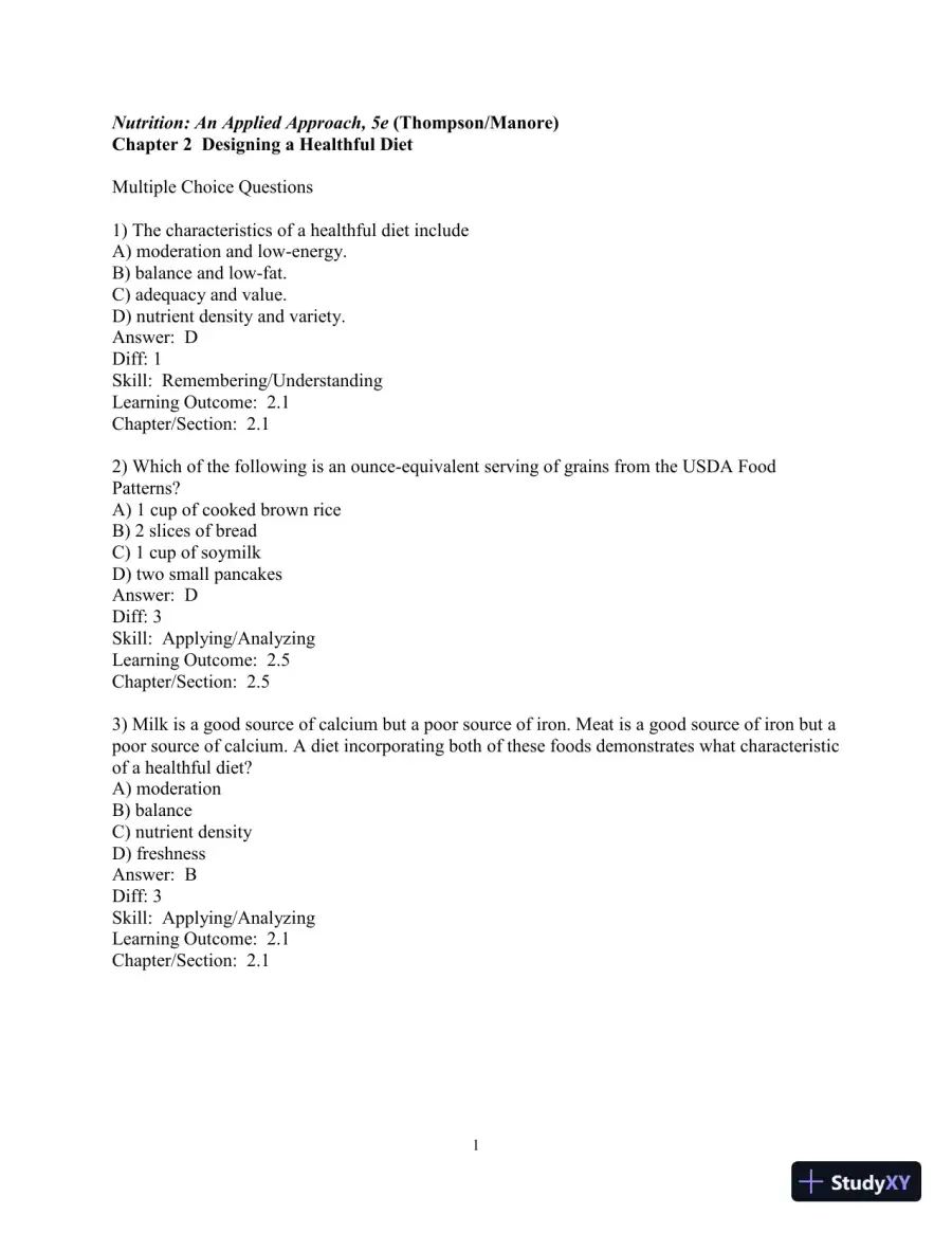 Test Bank for Nutrition: An Applied Approach, 5th Edition, page 28