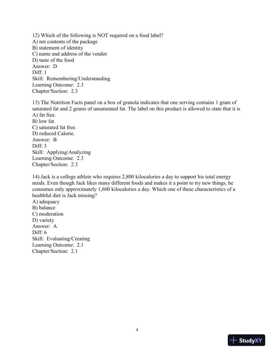 Test Bank for Nutrition: An Applied Approach, 5th Edition, page 31