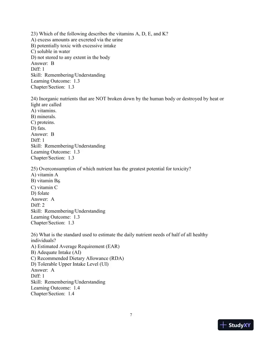 Test Bank for Nutrition: An Applied Approach, 5th Edition, page 8