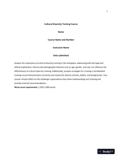 Cultural Diversity Training Course - Page 1 preview image