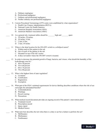 Therapeutic Modalities 4th Edition Test Bank - Page 15 preview image