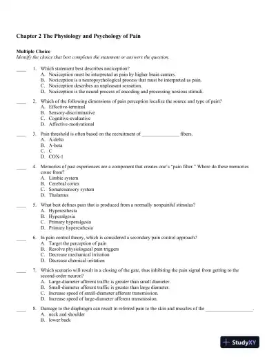Therapeutic Modalities 4th Edition Test Bank - Page 6 preview image