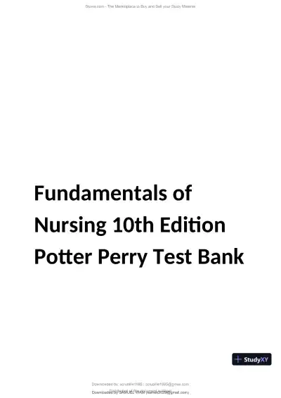 Test Bank for Fundamentals of Nursing, 10th Edition (Chapters 1-11) - Page 1 preview image