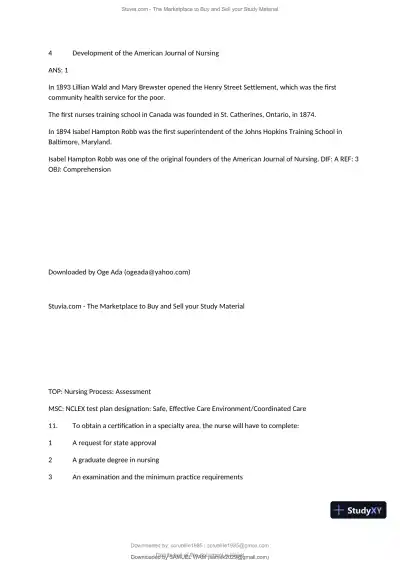 Test Bank for Fundamentals of Nursing, 10th Edition (Chapters 1-11) - Page 10 preview image