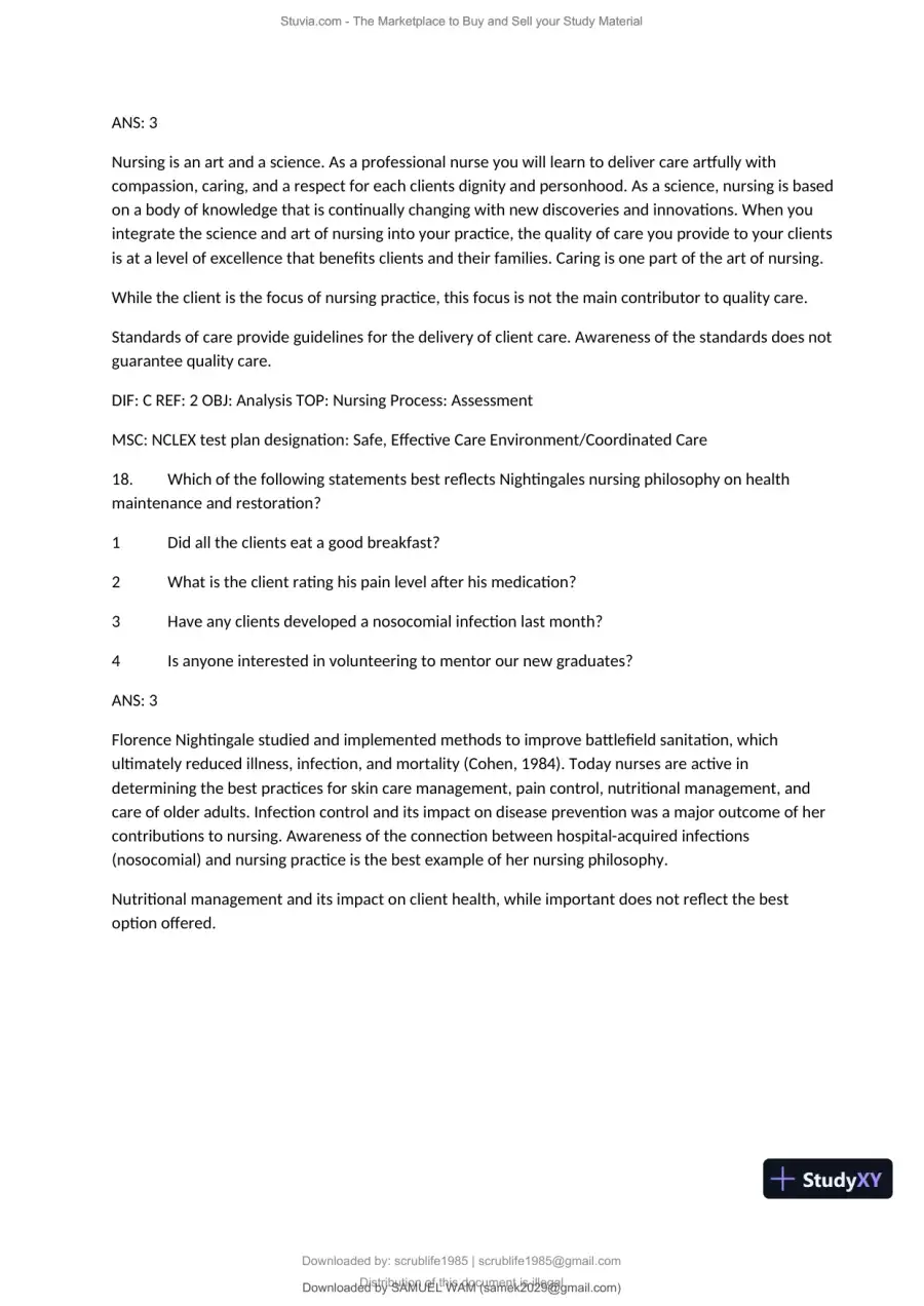 Test Bank for Fundamentals of Nursing, 10th Edition (Chapters 1-11), page 16