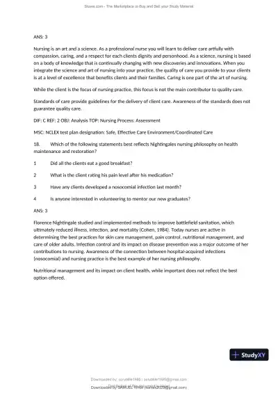 Test Bank for Fundamentals of Nursing, 10th Edition (Chapters 1-11) - Page 16 preview image