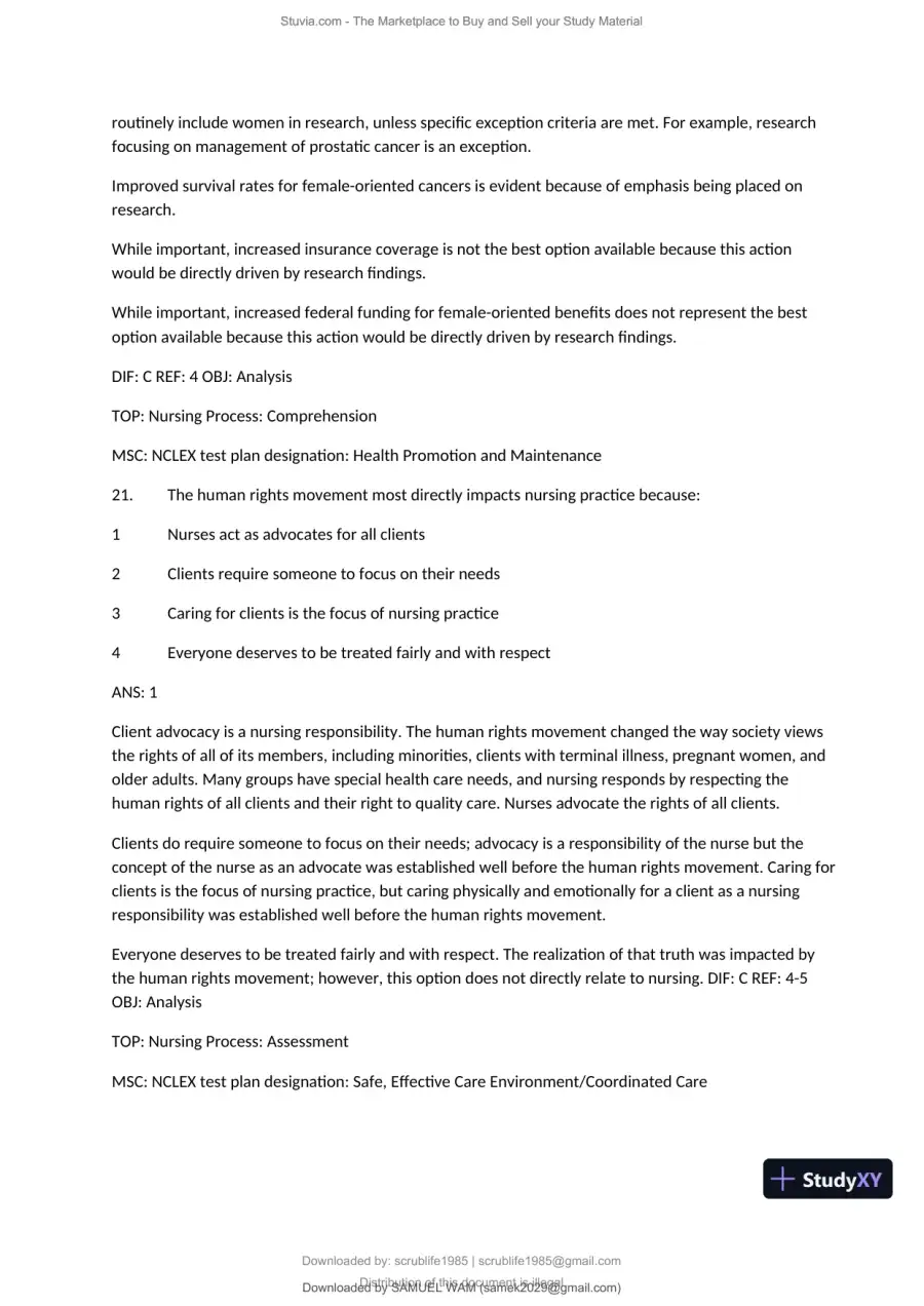 Test Bank for Fundamentals of Nursing, 10th Edition (Chapters 1-11), page 19