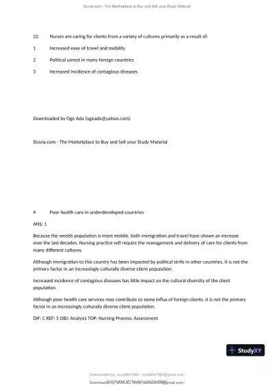Test Bank for Fundamentals of Nursing, 10th Edition (Chapters 1-11) - Page 20 preview image