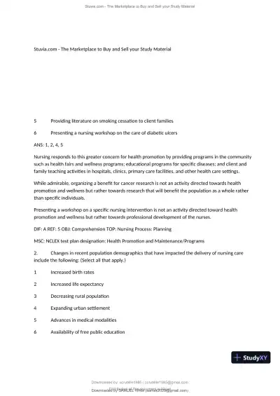 Test Bank for Fundamentals of Nursing, 10th Edition (Chapters 1-11) - Page 22 preview image