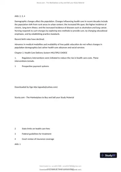 Test Bank for Fundamentals of Nursing, 10th Edition (Chapters 1-11) - Page 23 preview image