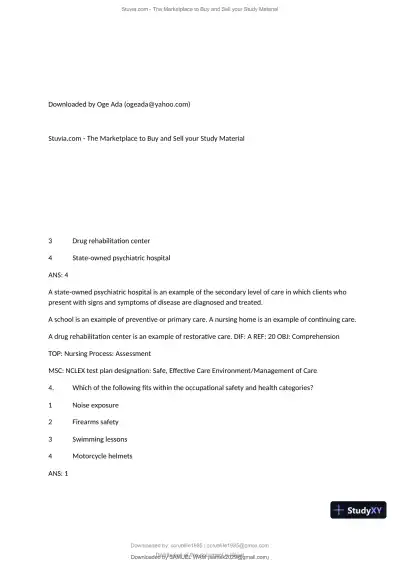 Test Bank for Fundamentals of Nursing, 10th Edition (Chapters 1-11) - Page 25 preview image