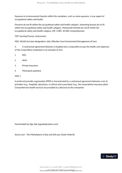 Test Bank for Fundamentals of Nursing, 10th Edition (Chapters 1-11) - Page 26 preview image