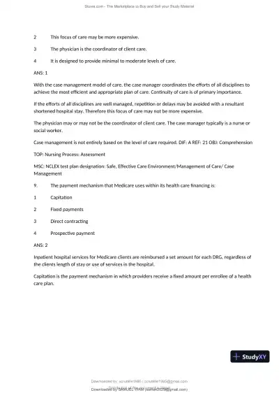 Test Bank for Fundamentals of Nursing, 10th Edition (Chapters 1-11) - Page 29 preview image