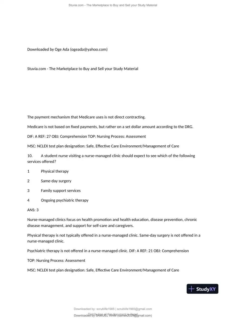 Test Bank for Fundamentals of Nursing, 10th Edition (Chapters 1-11), page 30