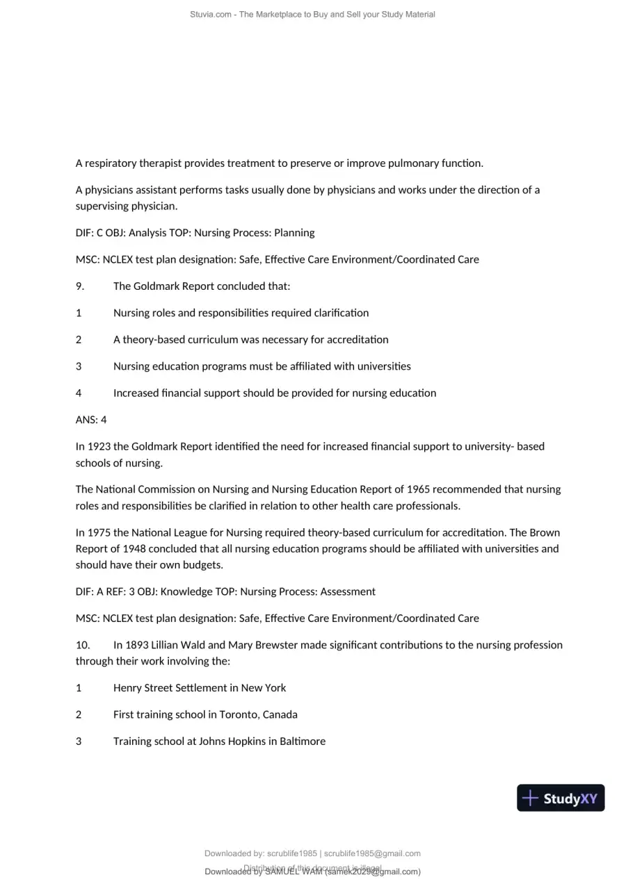 Test Bank for Fundamentals of Nursing, 10th Edition (Chapters 1-11), page 9