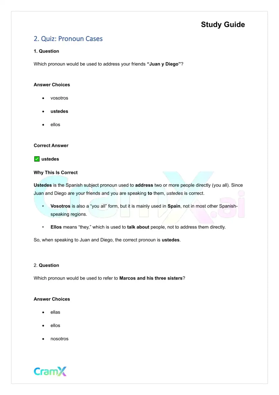 Spanish I - Replacing Nouns with Pronouns, page 3