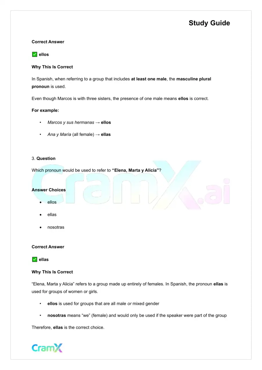 Spanish I - Replacing Nouns with Pronouns, page 4