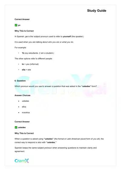 Spanish I - Replacing Nouns with Pronouns - Page 6 preview image