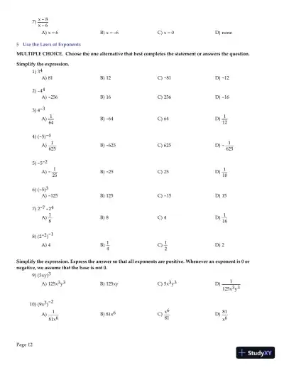 Test Bank for College Algebra Enhanced with Graphing Utilities , 7th Edition - Page 14 preview image