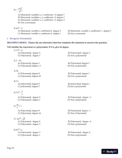 Test Bank for College Algebra Enhanced with Graphing Utilities , 7th Edition - Page 25 preview image