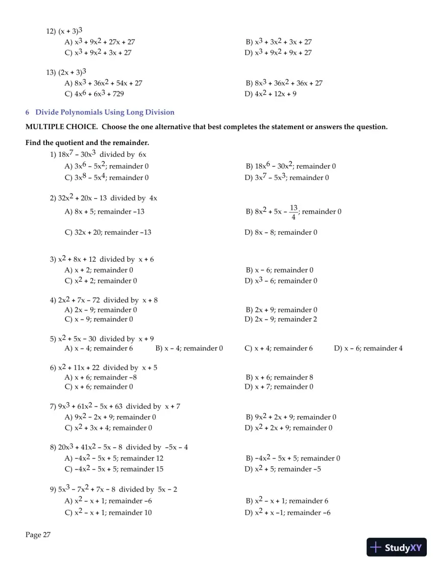 Test Bank for College Algebra Enhanced with Graphing Utilities , 7th Edition, page 29