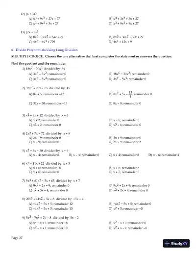 Test Bank for College Algebra Enhanced with Graphing Utilities , 7th Edition - Page 29 preview image