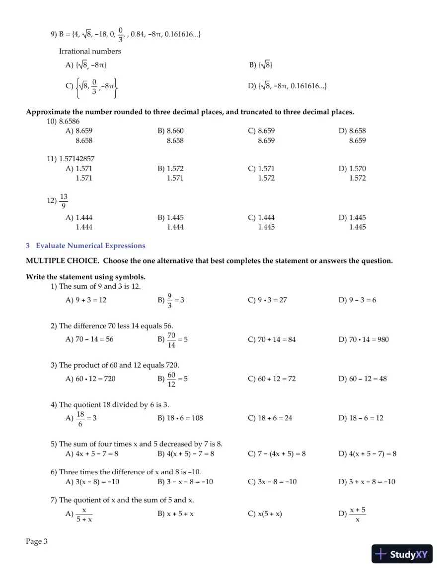 Test Bank for College Algebra Enhanced with Graphing Utilities , 7th Edition, page 5