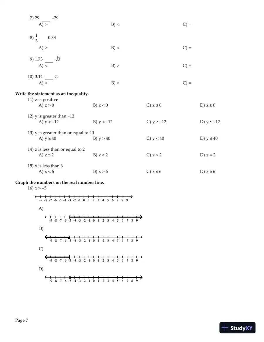 Test Bank for College Algebra Enhanced with Graphing Utilities , 7th Edition, page 9