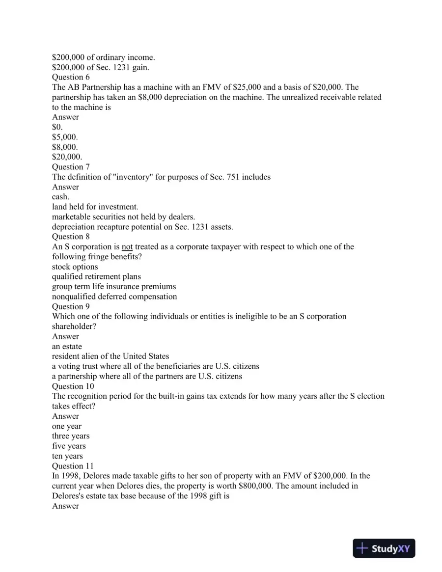 Acc565 Taxation and Estate Planning: Week 11 Final Exam Review, page 3