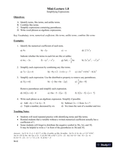 Solution Manual for Introductory Algebra, 6th Edition - Page 11 preview image