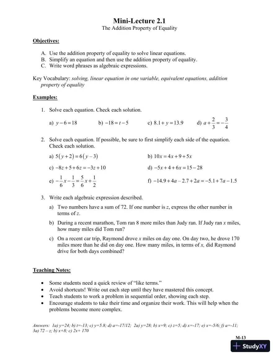 Solution Manual for Introductory Algebra, 6th Edition, page 12
