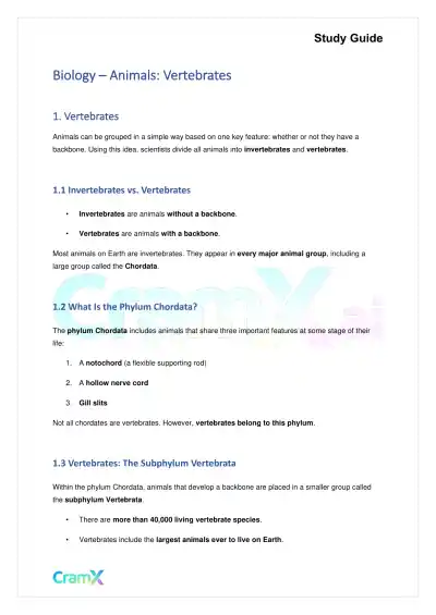 Biology - Animals Vertebrates - Page 1 preview image