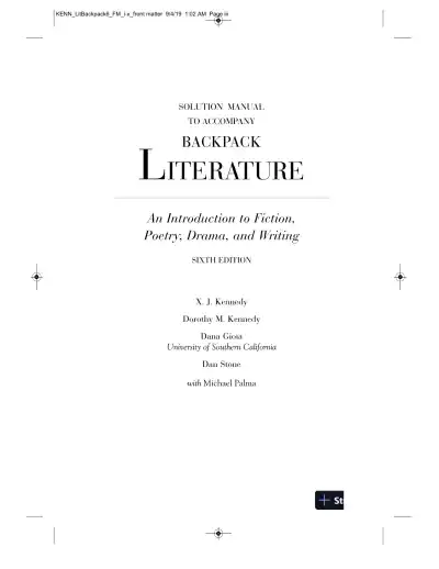Backpack Literature: An Introduction to Fiction, Poetry, Drama, and Writing, 6th Edition Solution Manual - Page 1 preview image